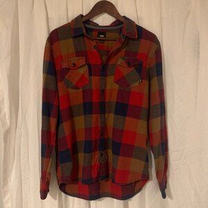 Vans Off the Wall Plaid Button Down Flannel Shirt - Size Medium - Tailored fit
